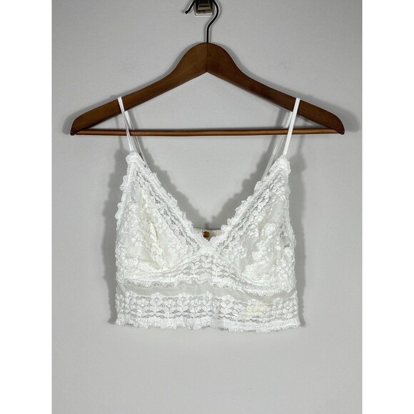 Free People FP One Blossom Pointelle Lace Crop Bralette in Ivory – Size S - Picture 3 of 9